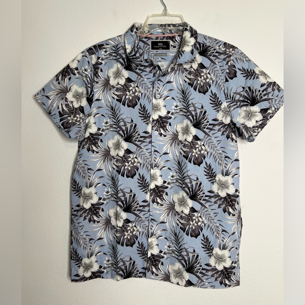 MTL Made to Live  Men's Hawaiian Shirt Button Up  Multicolor Size Médium